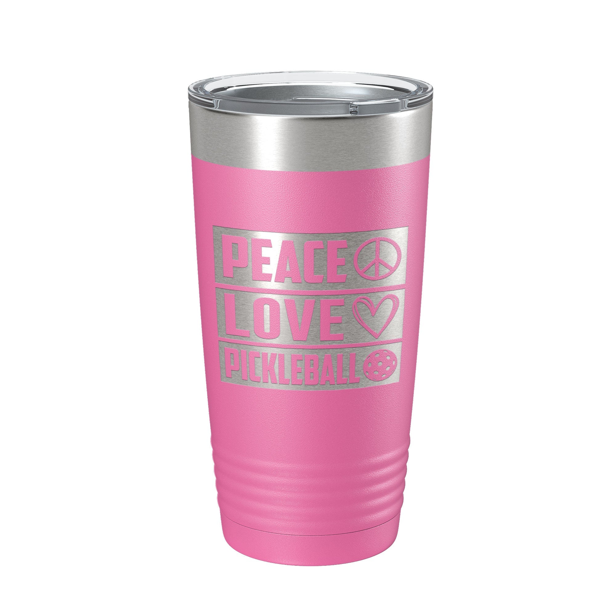 Peace Love Pickleball Tumbler Travel Mug Insulated Laser Engraved Coffee Cup Pickle Ball Gift 20 oz