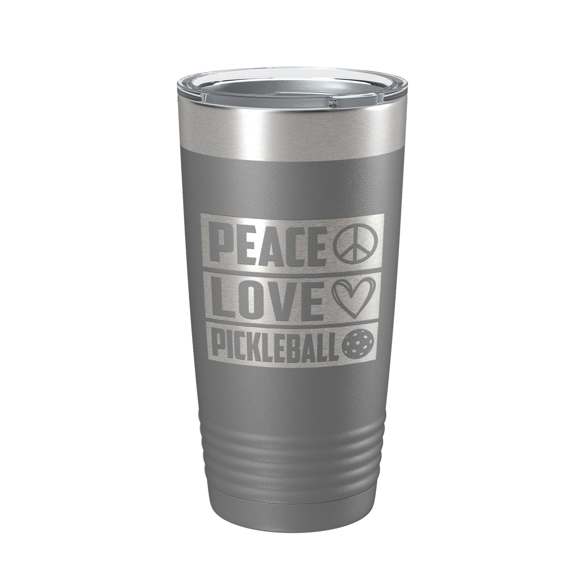 Peace Love Pickleball Tumbler Travel Mug Insulated Laser Engraved Coffee Cup Pickle Ball Gift 20 oz
