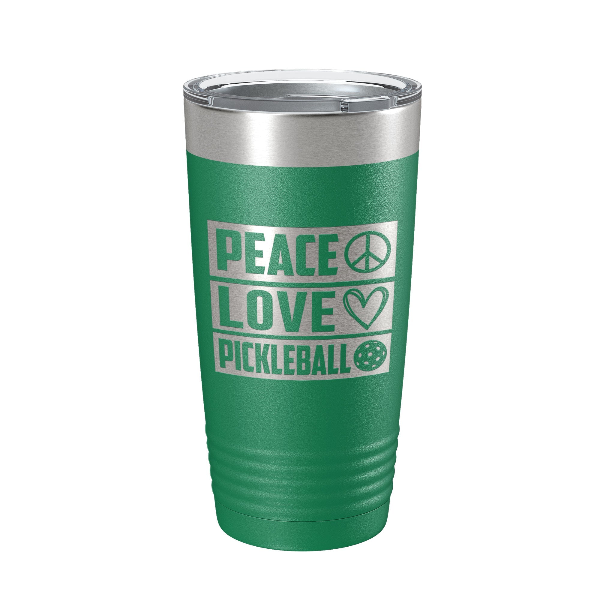 Peace Love Pickleball Tumbler Travel Mug Insulated Laser Engraved Coffee Cup Pickle Ball Gift 20 oz