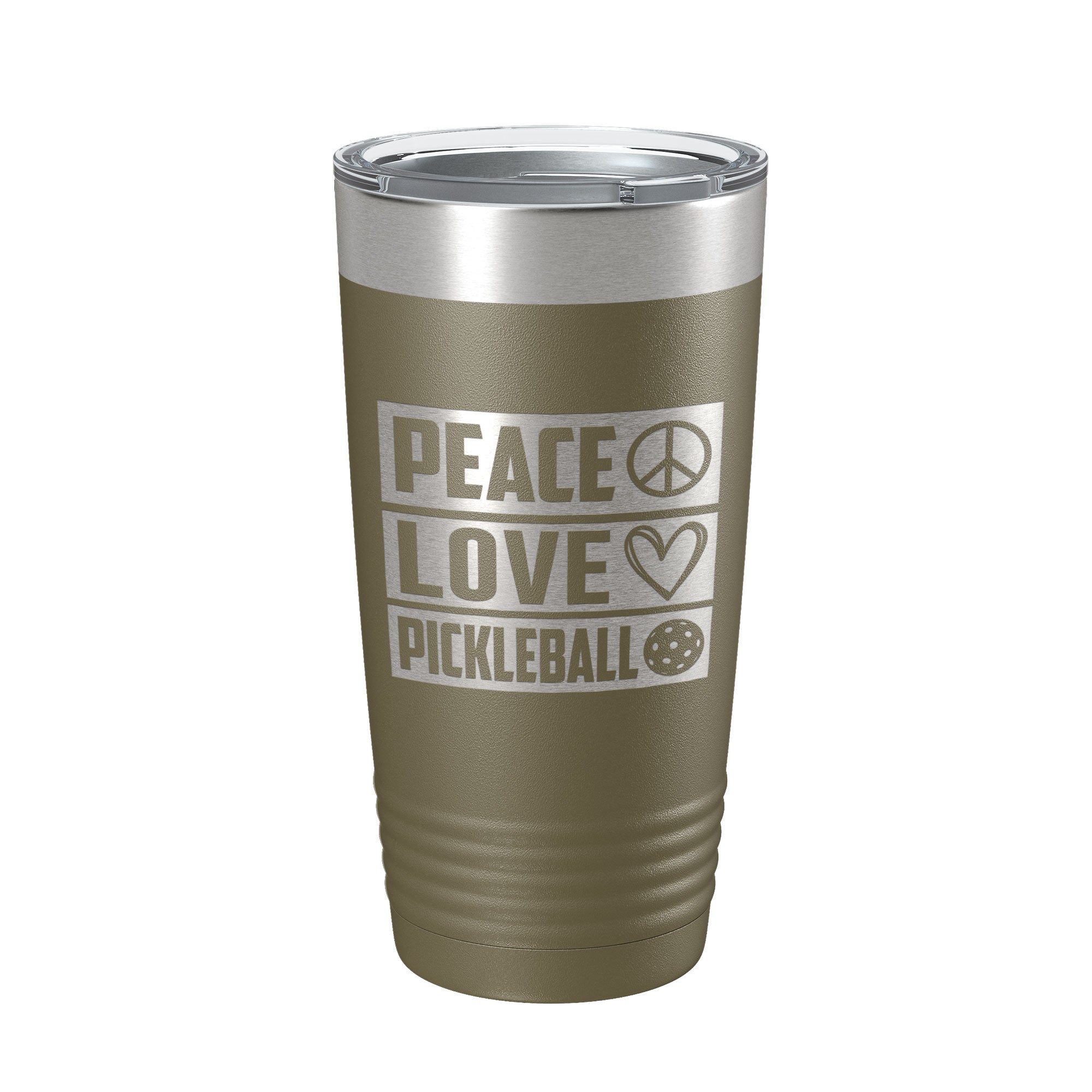 Peace Love Pickleball Tumbler Travel Mug Insulated Laser Engraved Coffee Cup Pickle Ball Gift 20 oz