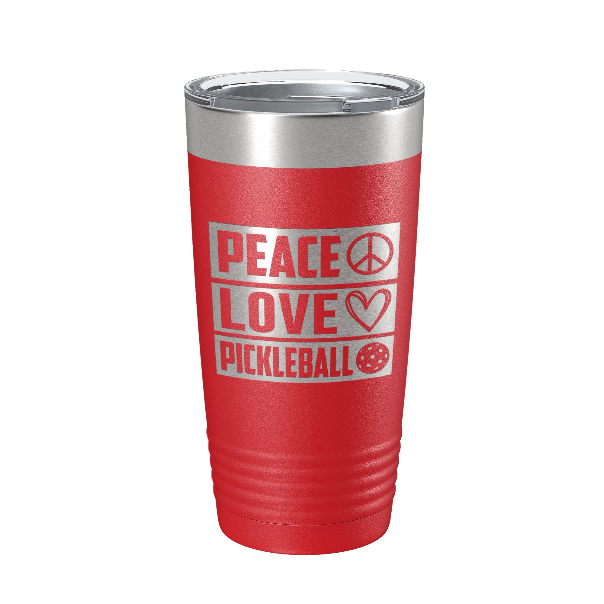 Peace Love Pickleball Tumbler Travel Mug Insulated Laser Engraved Coffee Cup Pickle Ball Gift 20 oz