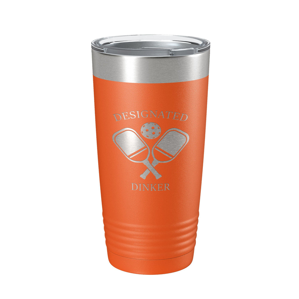 Pickleball Tumbler Designated Dinker Travel Mug Funny Pickle Ball Insulated Laser Engraved Coffee Cup Gift 20 oz