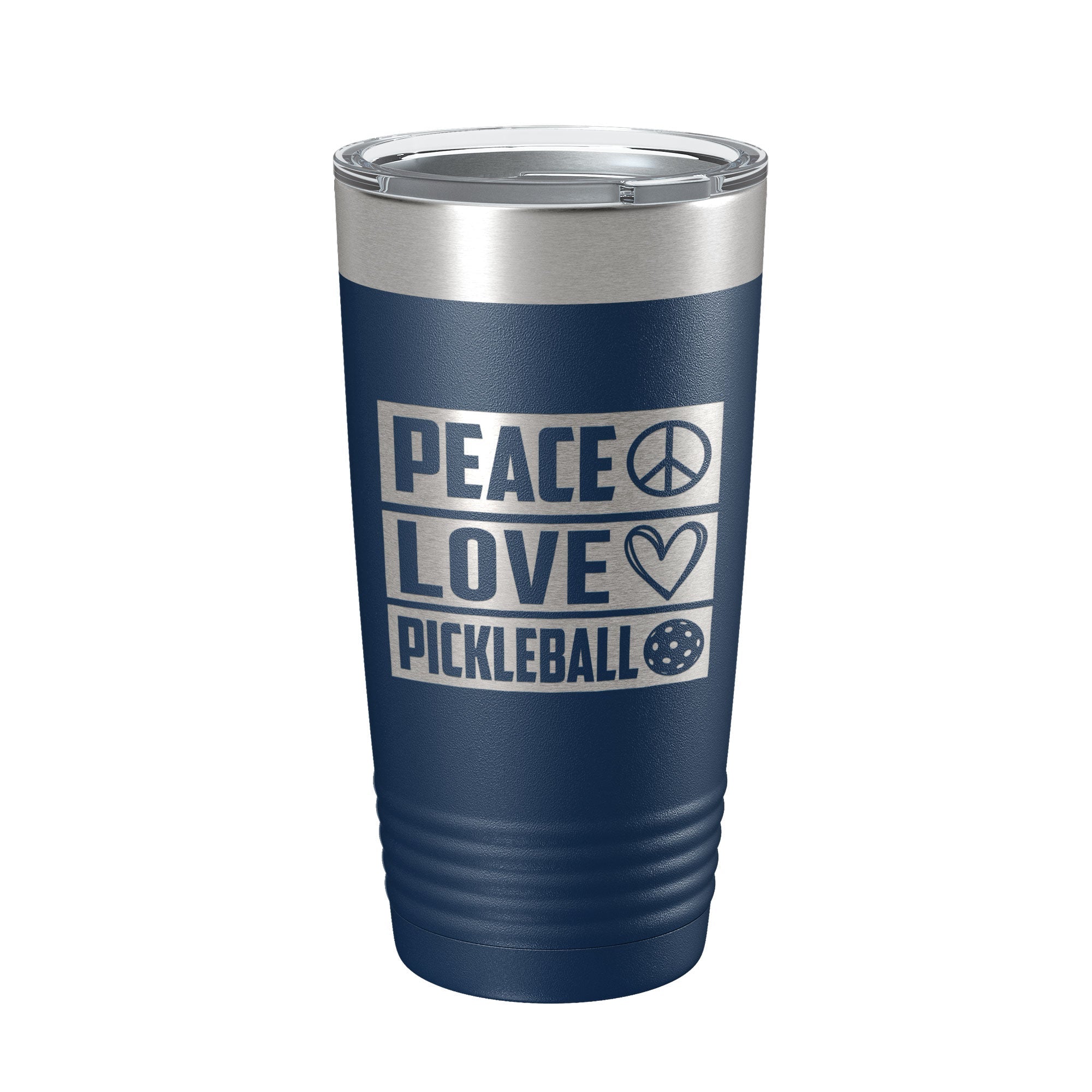 Peace Love Pickleball Tumbler Travel Mug Insulated Laser Engraved Coffee Cup Pickle Ball Gift 20 oz