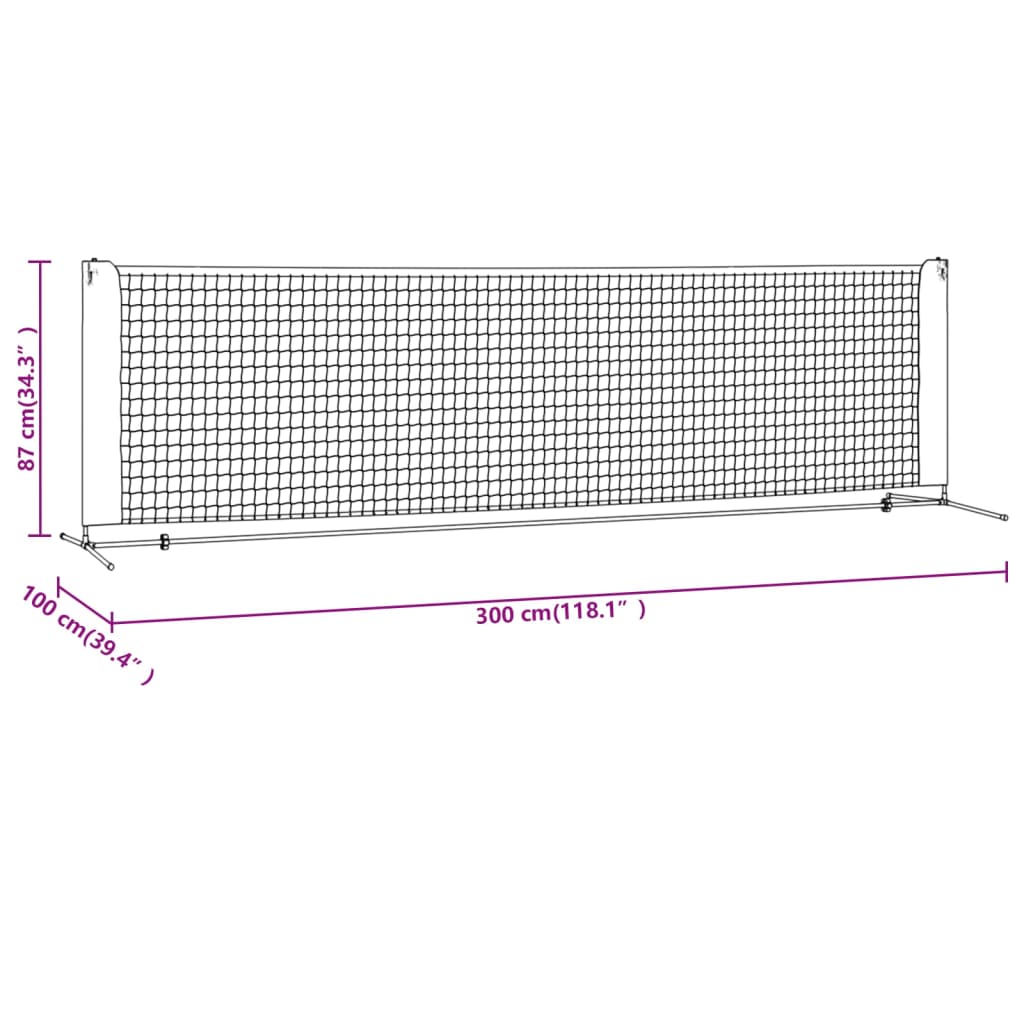 vidaXL Portable Tennis Net Pickleball Volleyball Net Black and Red Polyester
