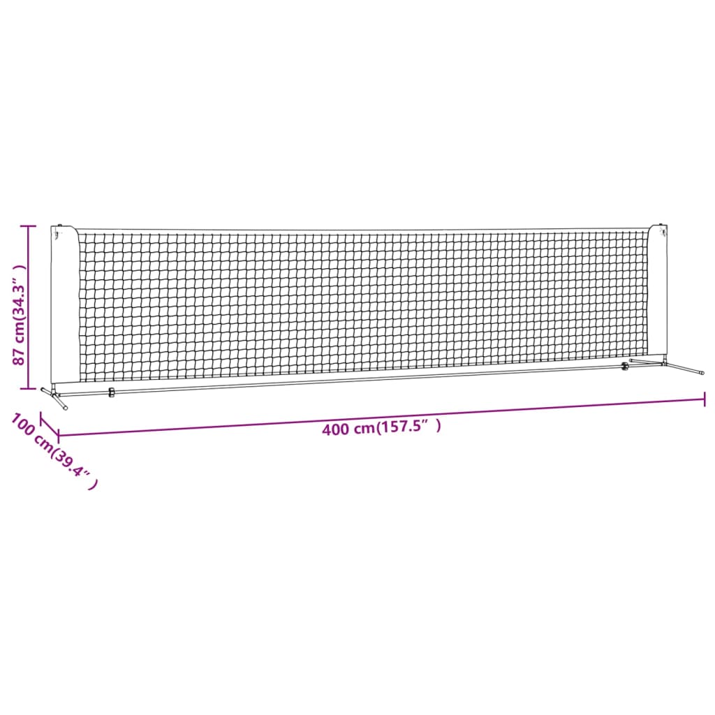 vidaXL Portable Tennis Net Pickleball Volleyball Net Black and Red Polyester