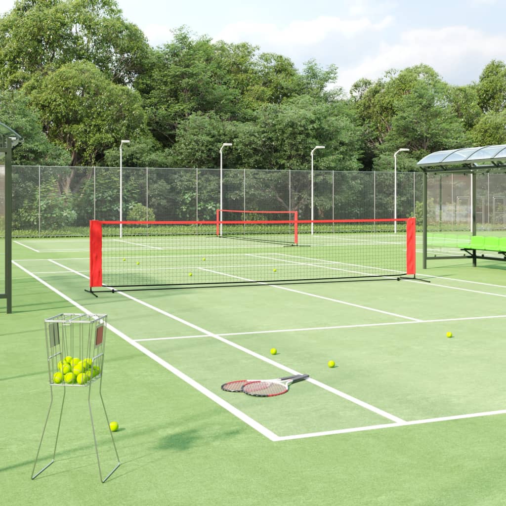 vidaXL Portable Tennis Net Pickleball Volleyball Net Black and Red Polyester