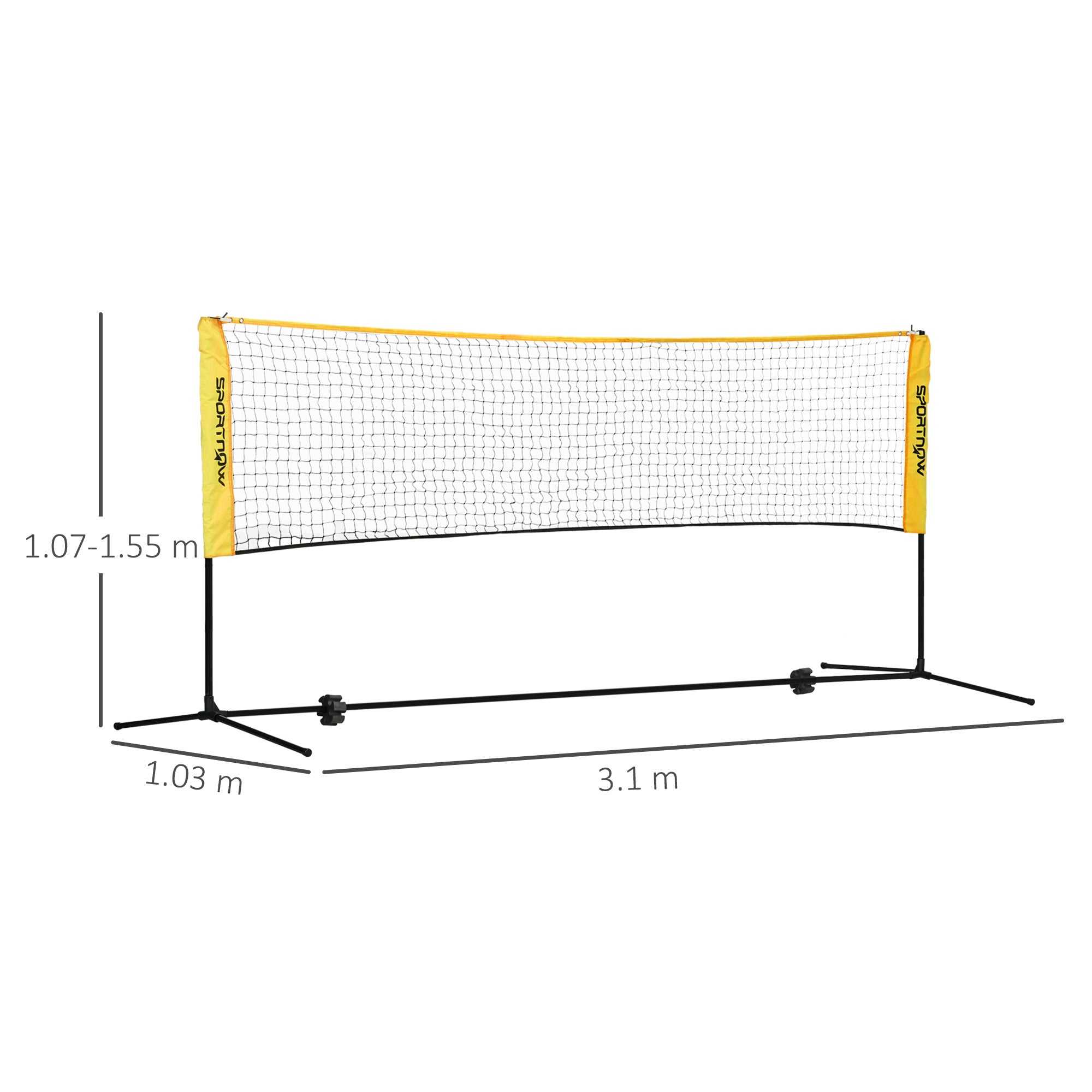 3(m) Badminton Net, Height Adjustable Outdoor Sports Net with Carry Bag, for Tennis, Pickleball and Volleyball