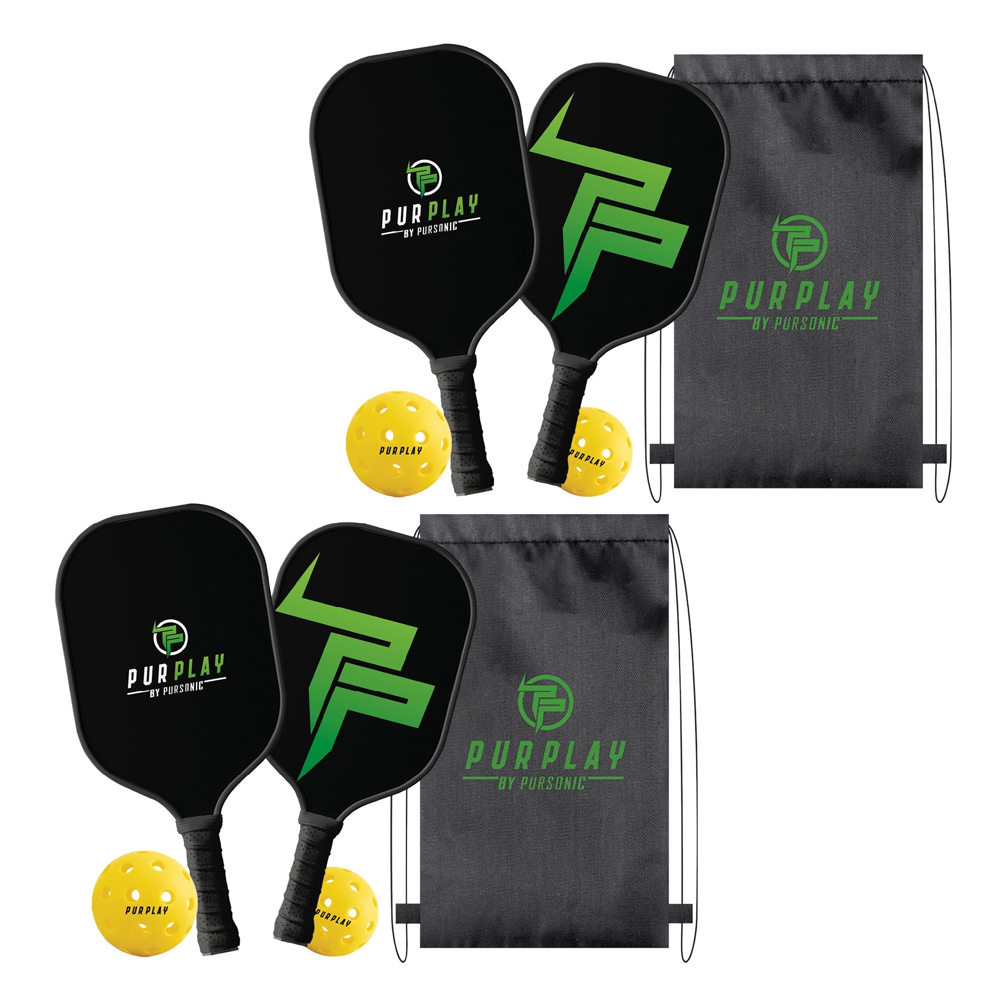 Pursonic The Ultimate Pickleball High Performance Set –4 Paddles, 4 Balls & 2 Carry Bag