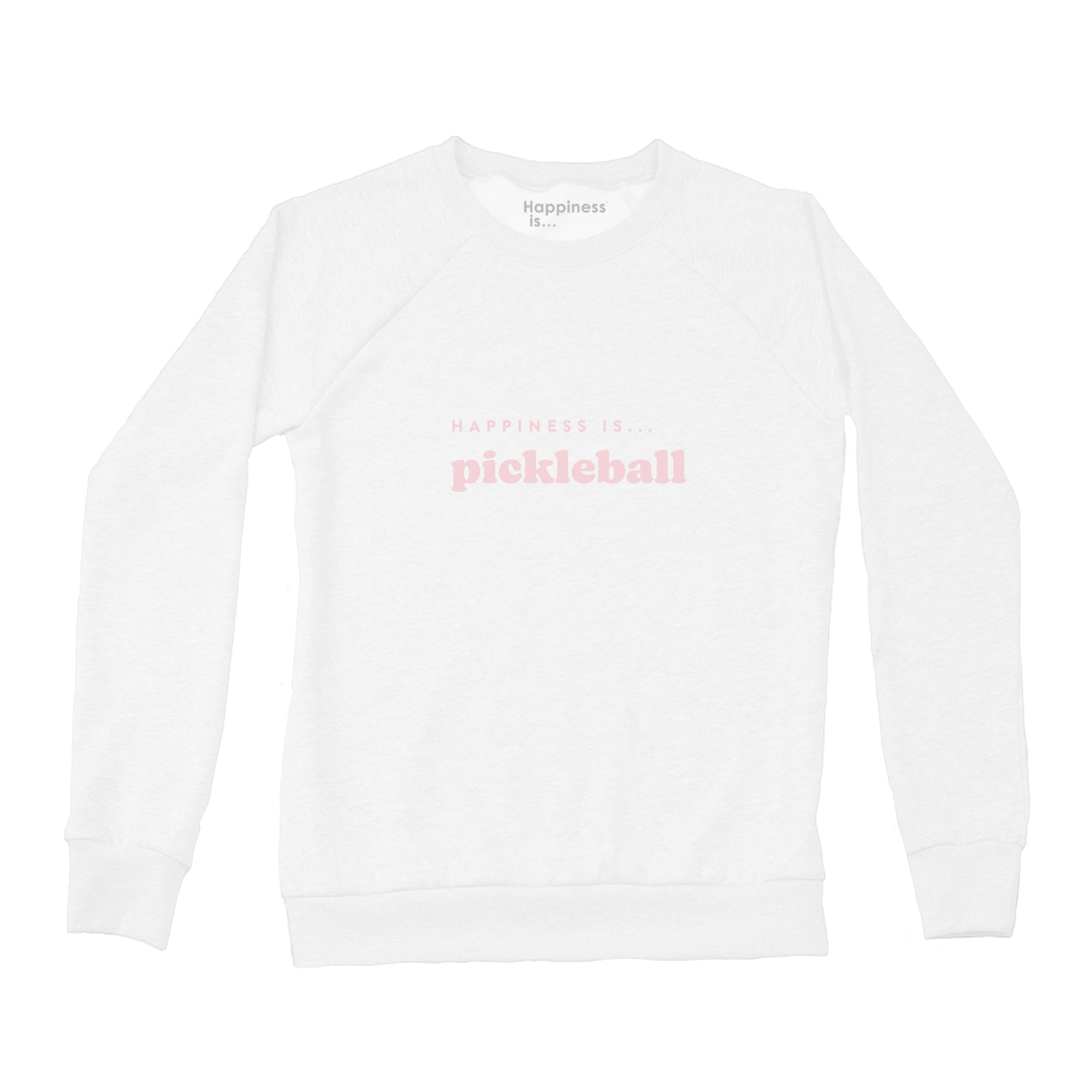 Women's Pickleball Crew Sweatshirt, White with pink