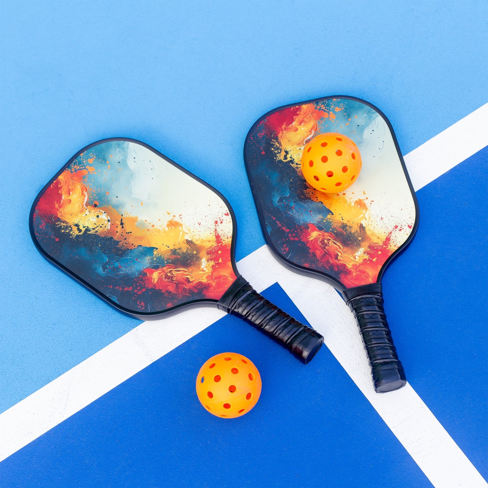 NNEDSZ Pickleball Set with 6 Aerodynamic Balls and 2 Fiberglass Paddles