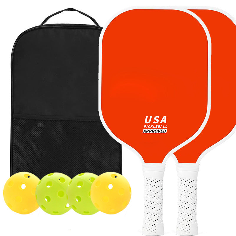 NNEDSZ Orange Fiberglass Pickleball Paddle Set - 2 Minimalist Paddles, 4 Balls, and Carry Bag for Outdoor Play