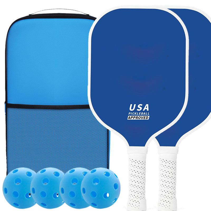 NNEDSZ Blue Fiberglass Pickleball Paddle Set - 2 Minimalist Paddles, 4 Balls, and Carry Bag for Outdoor Play