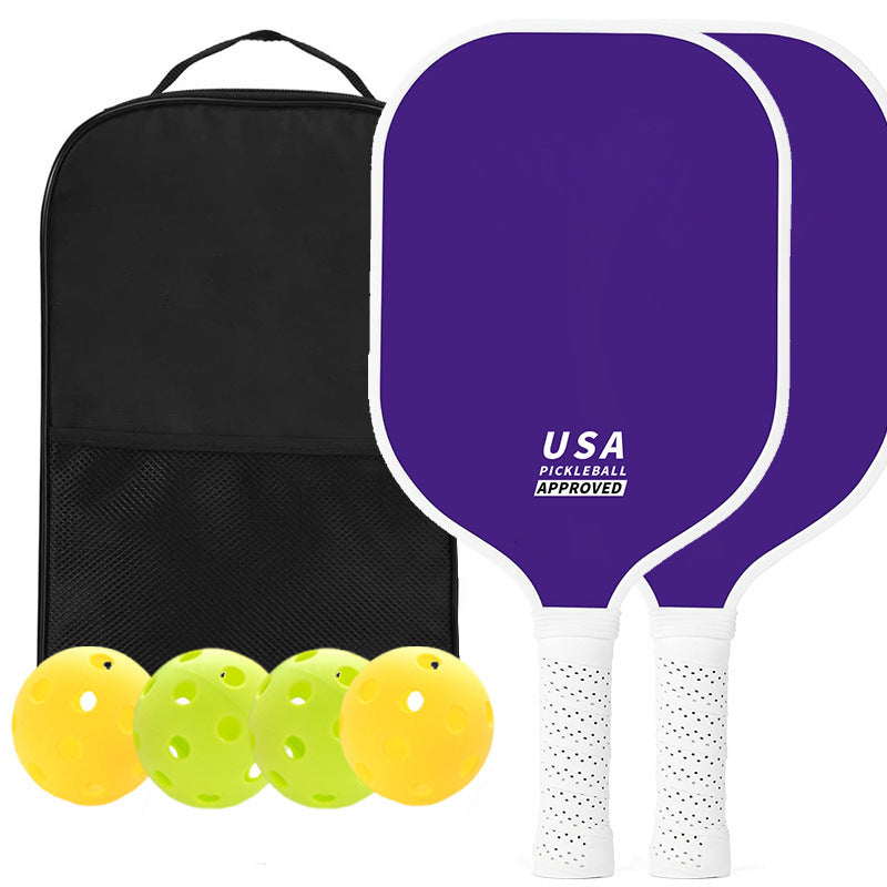 NNEDSZ Purple Fiberglass Pickleball Paddle Set - 2 Minimalist Paddles, 4 Balls, and Carry Bag for Outdoor Play