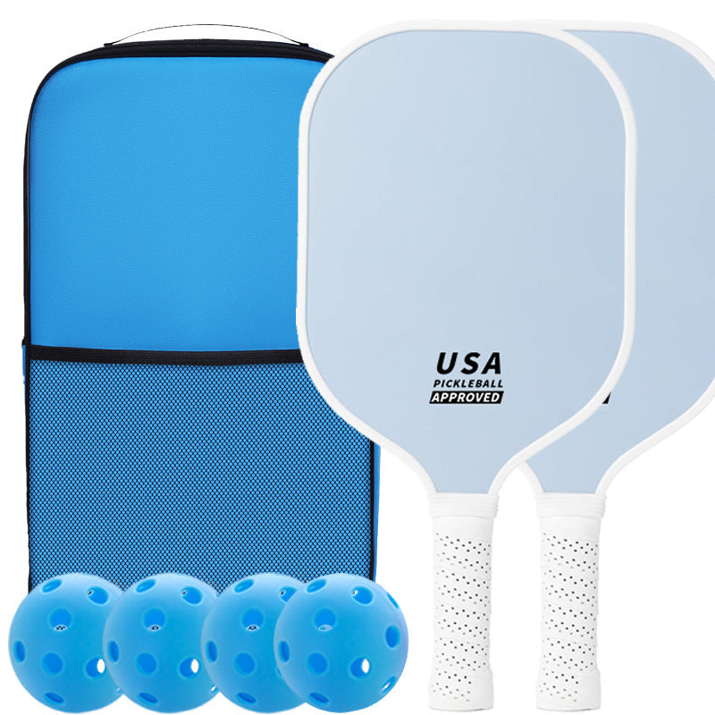 NNEDSZ Light Blue Fiberglass Pickleball Paddle Set - 2 Minimalist Paddles, 4 Balls, and Carry Bag for Outdoor Play