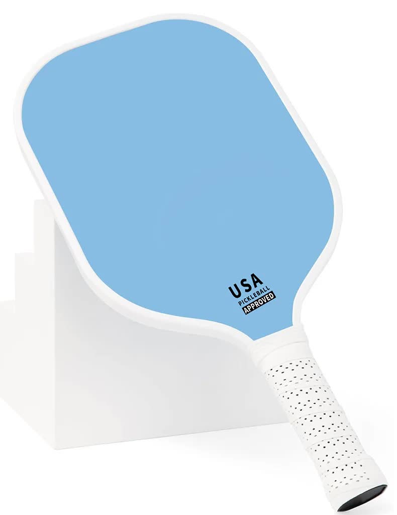 NNEDSZ Light Blue Fiberglass Pickleball Paddle Set - 2 Minimalist Paddles, 4 Balls, and Carry Bag for Outdoor Play