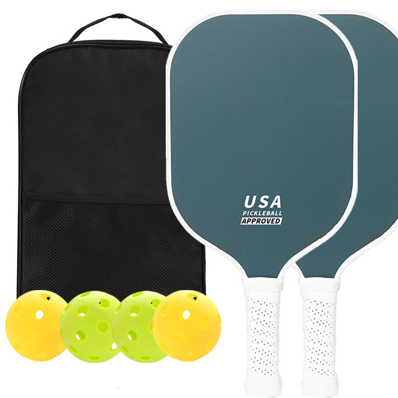 NNEDSZ Dark Green Fiberglass Pickleball Paddle Set - 2 Minimalist Paddles, 4 Balls, and Carry Bag for Outdoor Play
