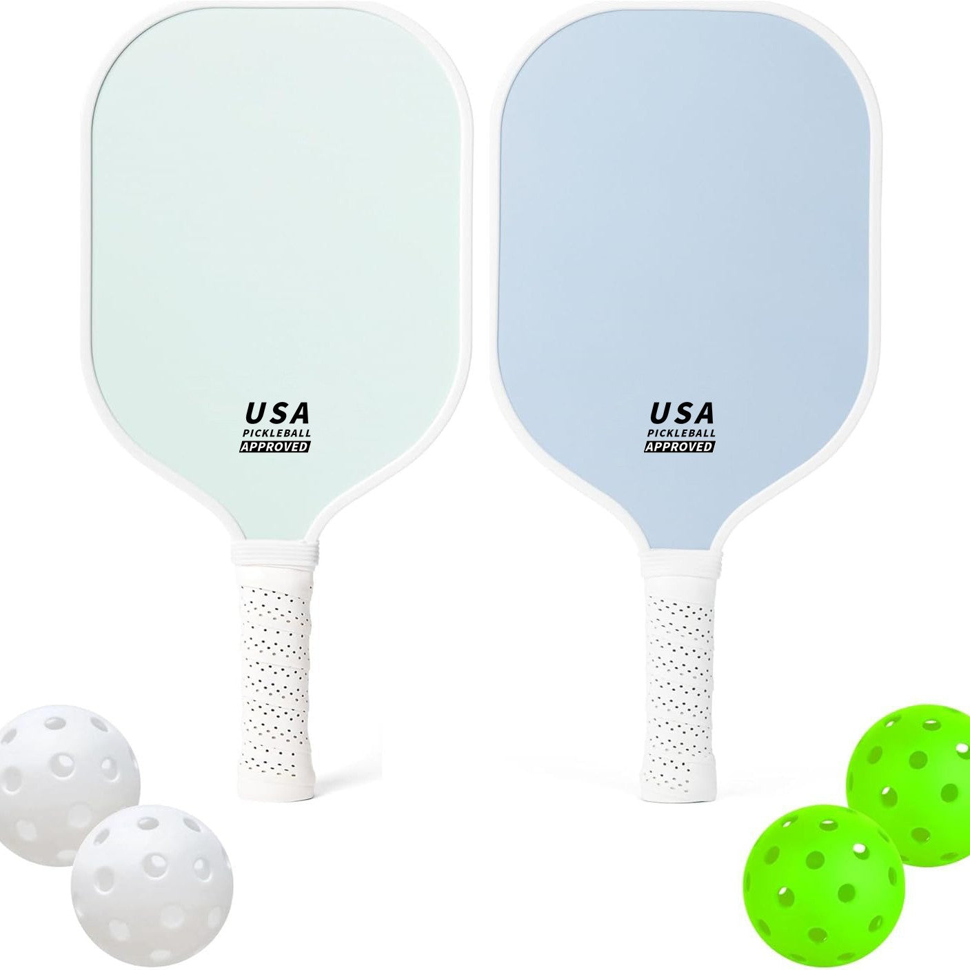 NNEDSZ Dark Green Fiberglass Pickleball Paddle Set - 2 Minimalist Paddles, 4 Balls, and Carry Bag for Outdoor Play