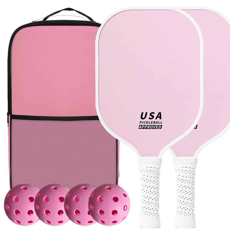 NNEDSZ Pink Fiberglass Pickleball Paddle Set - 2 Minimalist Paddles, 4 Balls, and Carry Bag for Outdoor Play