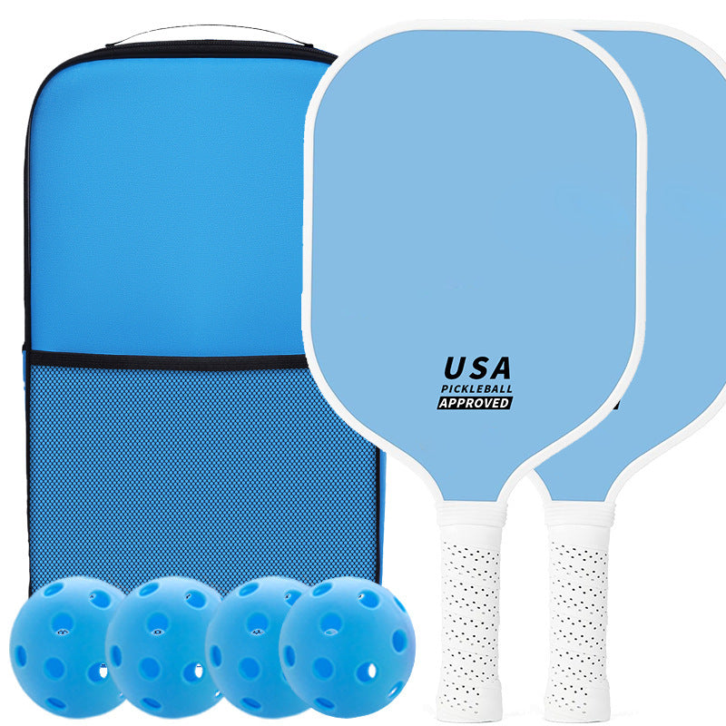 NNEDSZ Bright Blue Fiberglass Pickleball Paddle Set - 2 Minimalist Paddles, 4 Balls, and Carry Bag for Outdoor Play