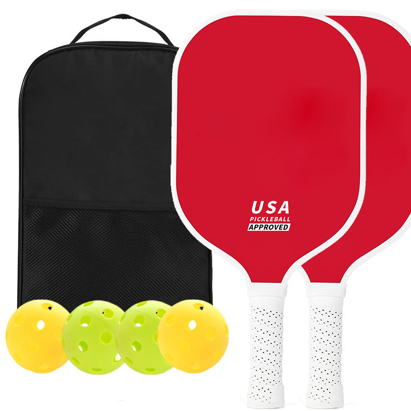 NNEDSZ Red Fiberglass Pickleball Paddle Set - 2 Minimalist Paddles, 4 Balls, and Carry Bag for Outdoor Play