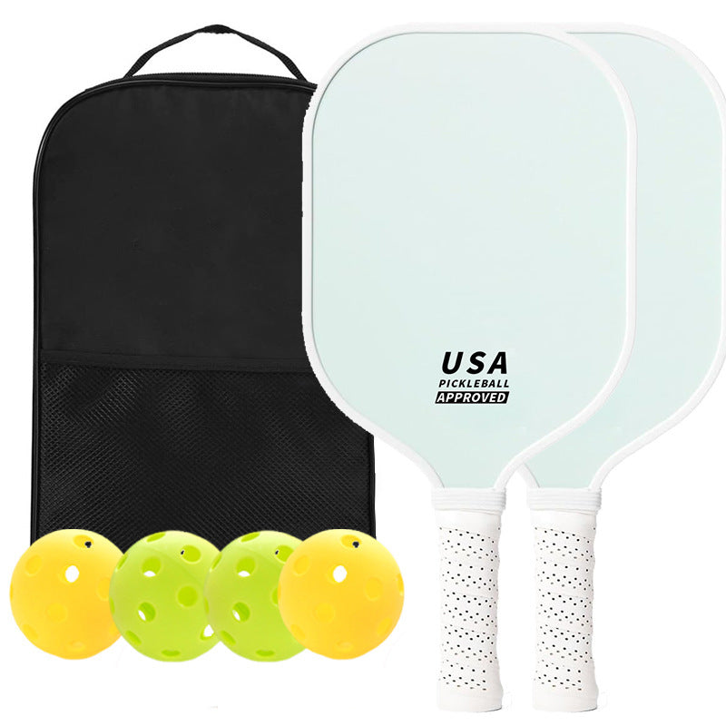 NNEDSZ Light Green Fiberglass Pickleball Paddle Set - 2 Minimalist Paddles, 4 Balls, and Carry Bag for Outdoor Play