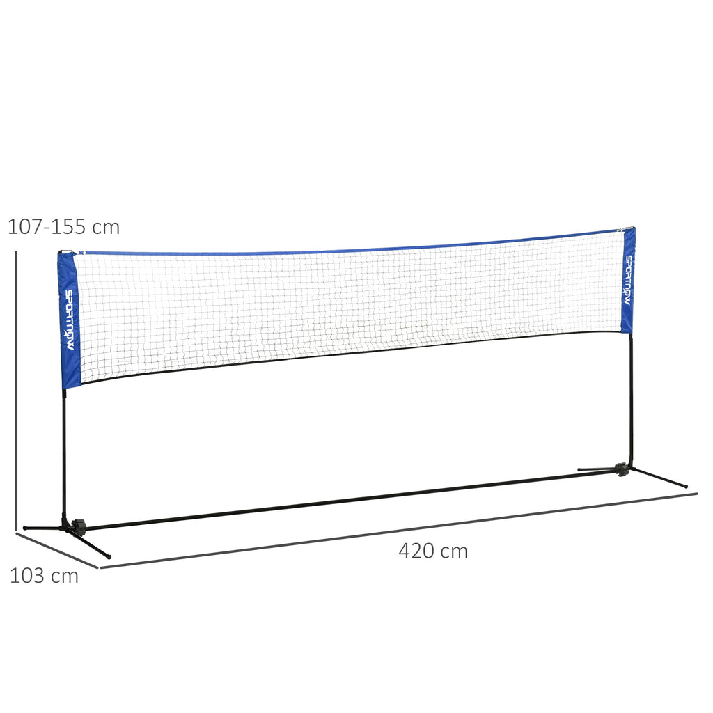 4m Badminton Net, Height Adjustable Outdoor Sports Net, with Carry Bag, for Tennis, Pickleball, Volleyball, Blue