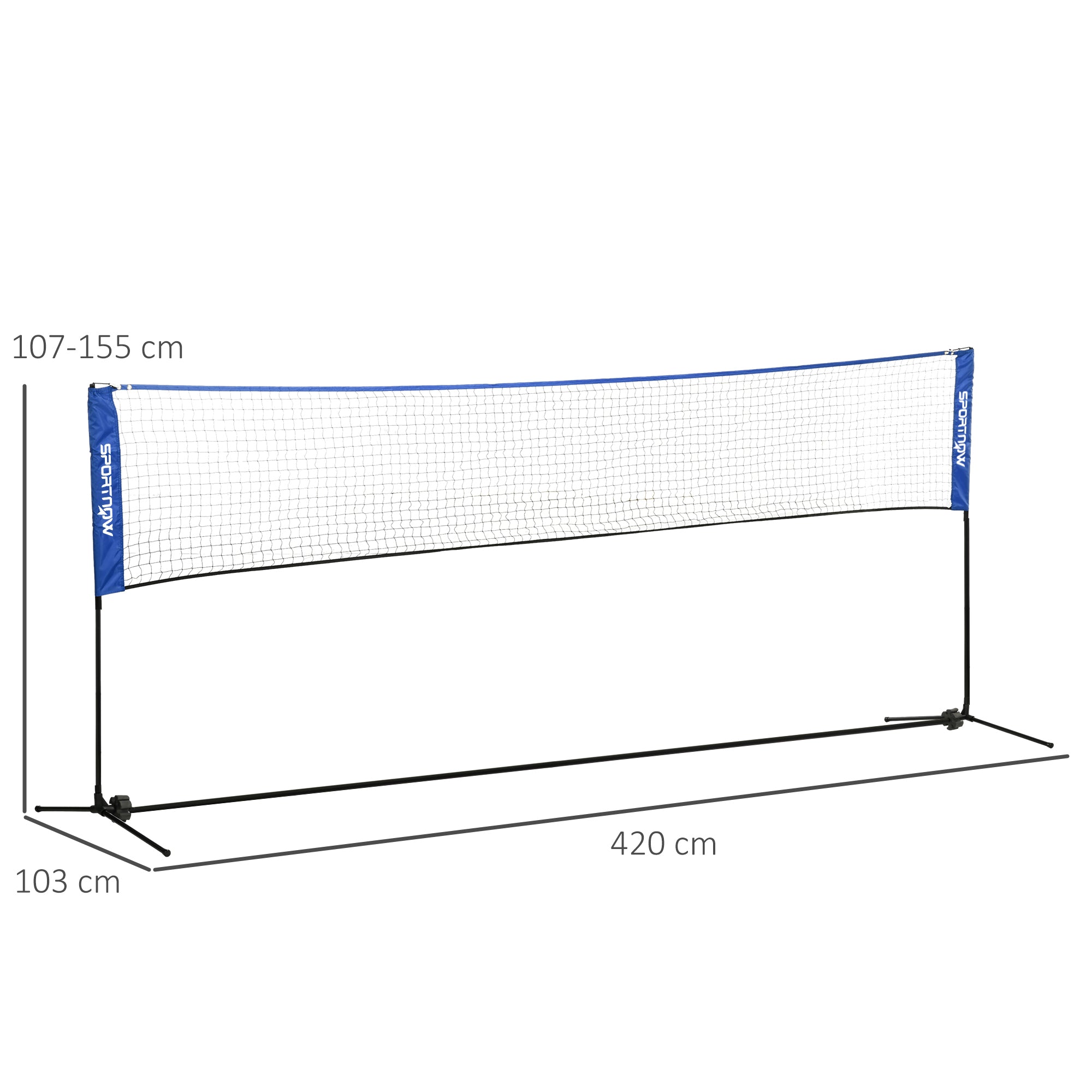 4m Badminton Net, Height Adjustable Outdoor Sports Net, with Carry Bag, for Tennis, Pickleball, Volleyball, Blue